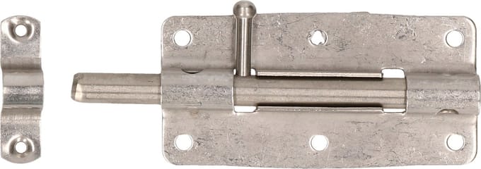 Deltafix schuifslot/plaatgrendel - 1x - 10 x 5cm - RVS - deur - schutting - hek