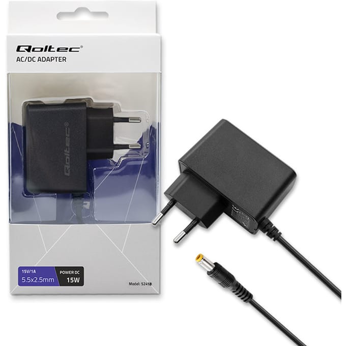 Qoltec PREMIUM 15W plug-in voeding |   15V |   1A |   5.5*2.5