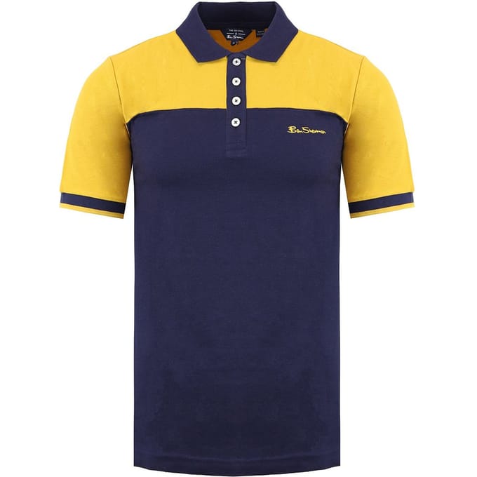 Ben Sherman Colour Block Heren Navy/Geel Poloshirt