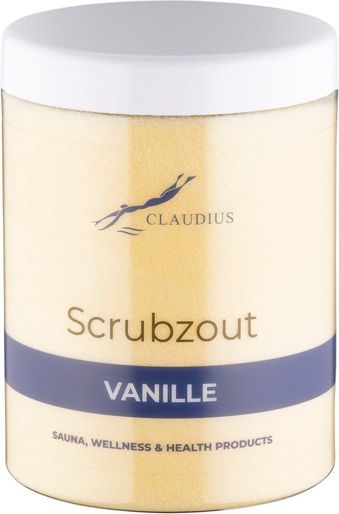 Scrubzout Vanille in handige pot - 1250 gram - met witte deksel - Hydraterende Lichaamsscrub