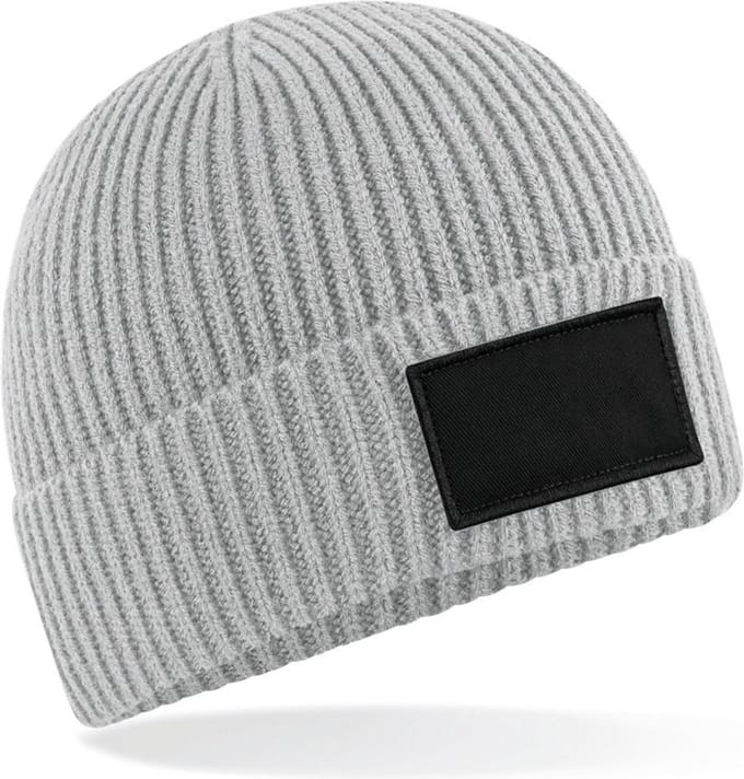 Beechfield Trendy muts met patch B442R - Light Grey / Black - One size
