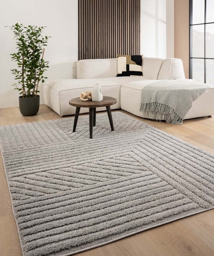 Scandinavisch vloerkleed - Arc Edge lichtgrijs 300x400