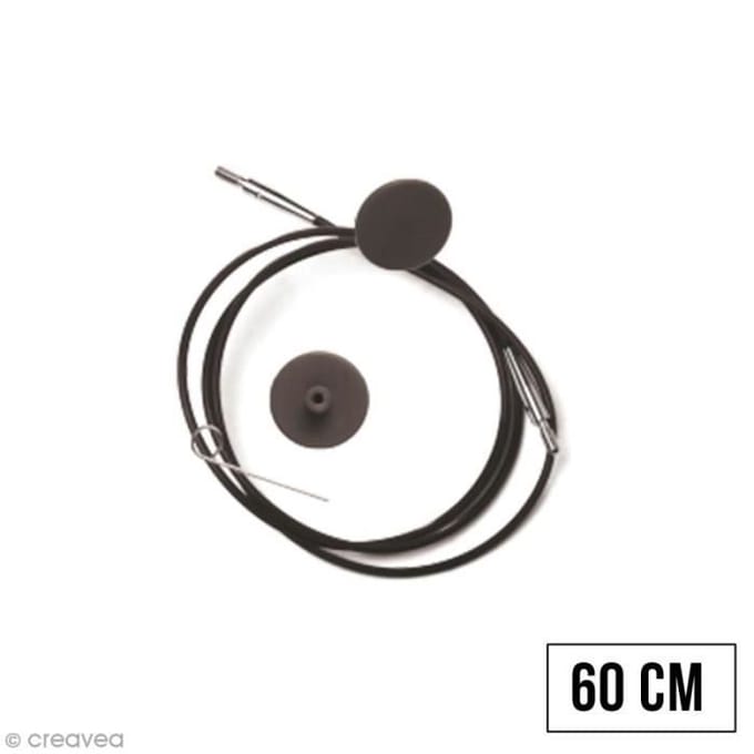 Câble pour aiguille interchangeable - KNITPRO - n°20 - 60 cm - Noir - Accessoire essentiel zwart