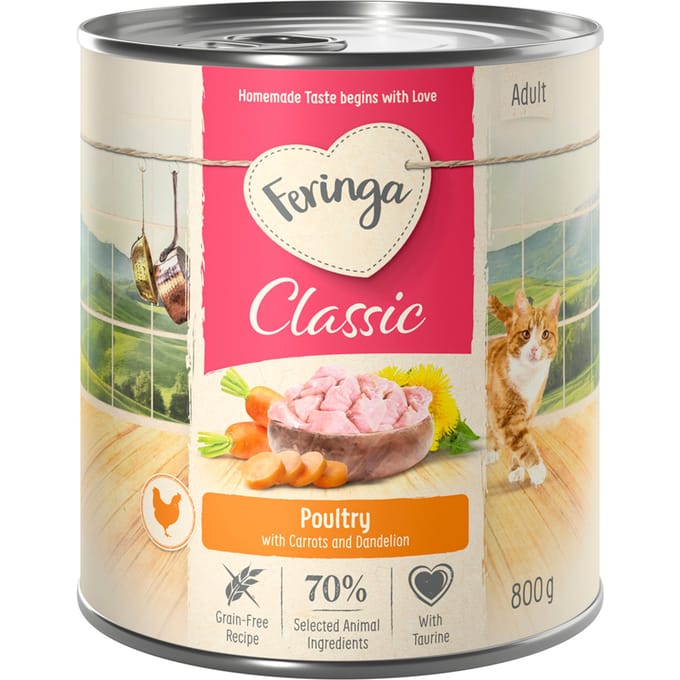 6x800g Feringa Classic Meat Menu Gevogelte Feringa Kattenvoer