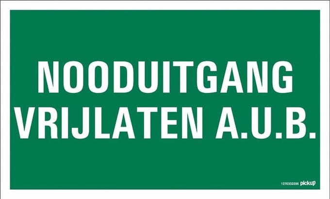 Pickup bord 33x20cm - Nooduitgang vrijlaten a.u.b.
