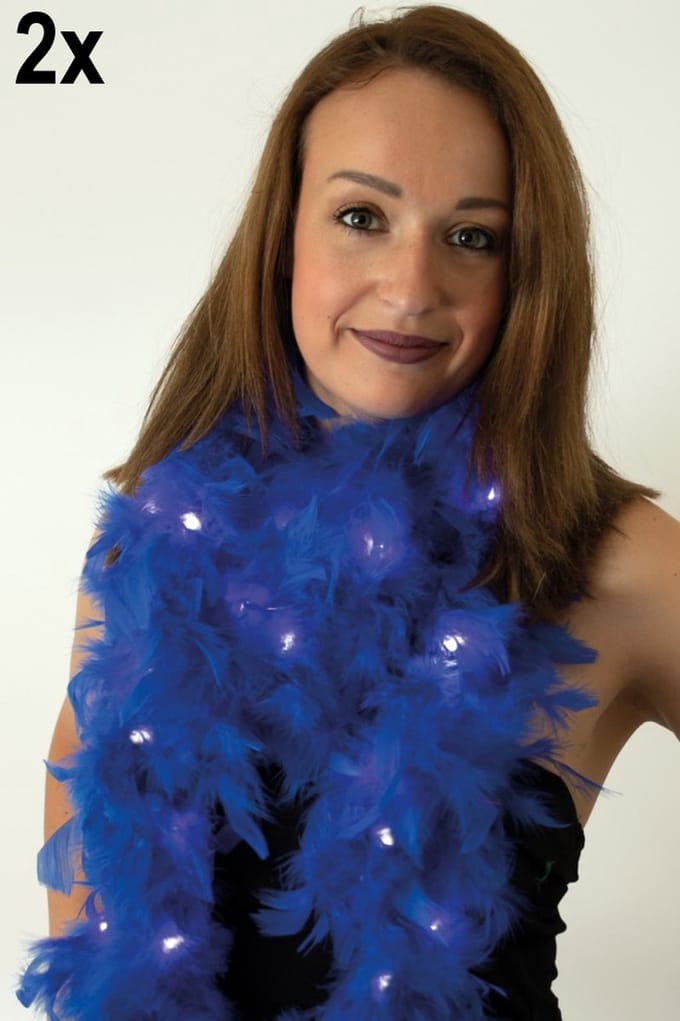 2x Boa blauw met licht 180 cm. 50 gr.