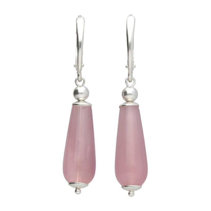 Bela Donaco - Oorbellen Classic – roze Chalcedoon – Sterling Zilver