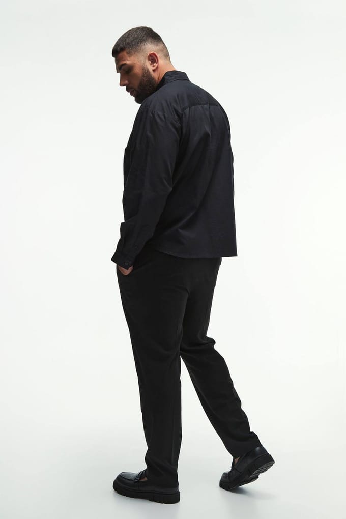 Plus Oversized Fit Oxford Overhemd in Zwart | Black | Size 2XL
