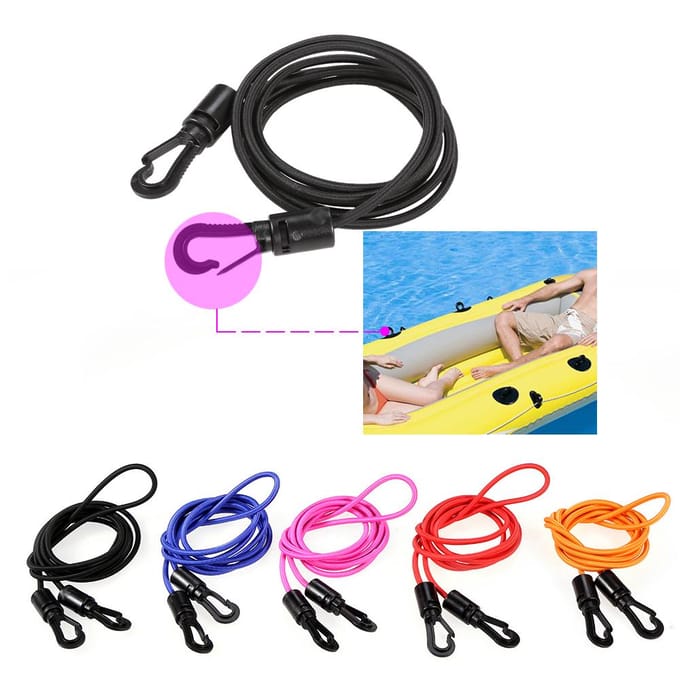 1,5 M 4 MM kajak kano elastische bungee koord schok koord haak vastbindtouw zwart