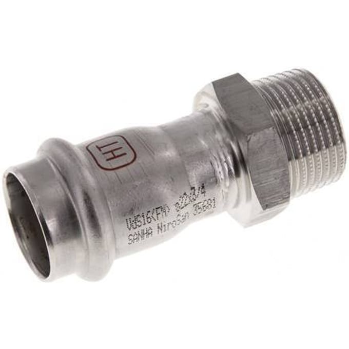 Perskoppeling - 22mm Persmof & R 3/4'' Buiseinde - RVS