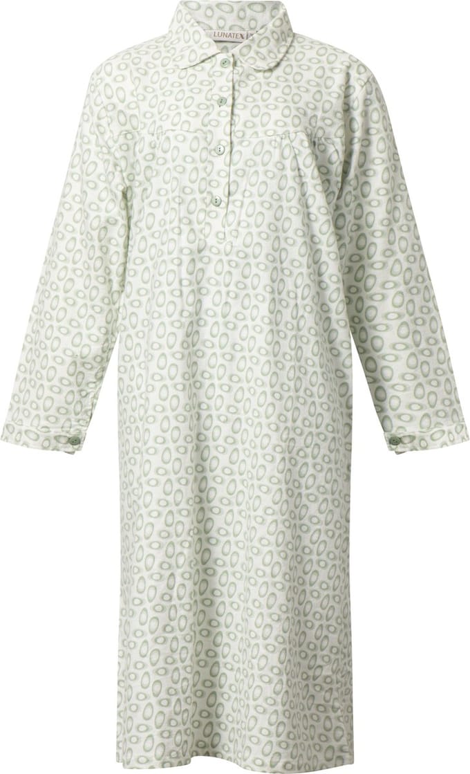 Lunatex - klassiek dames nachthemd - warm flanel - green egg - maat S