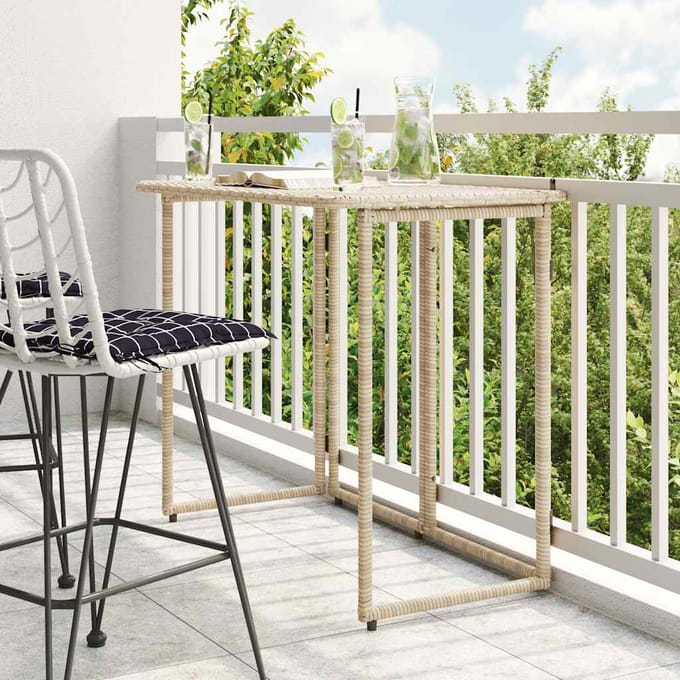 vidaXL Tuintafel inklapbaar 90x51x75 cm poly rattan beige