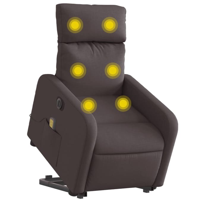 vidaXL - Sta-op-massagestoel - elektrisch - verstelbaar - stof - donkerbruin