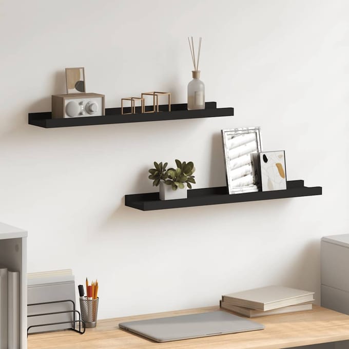 vidaXL - Fotoplanken - 2 - st - 60x9x3 - cm - MDF - zwart