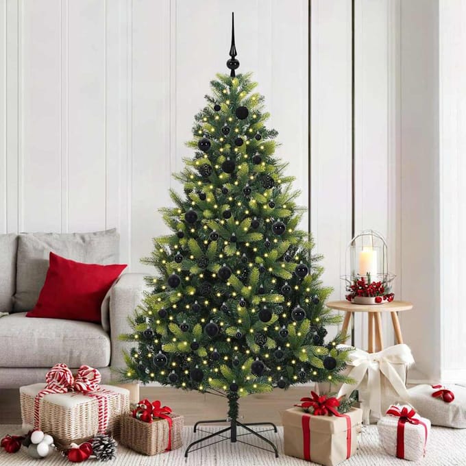 vidaXL - Kunstmatige - Scharnierende - Kerstboom - 300 - LEDs - Groen - 180 - cm