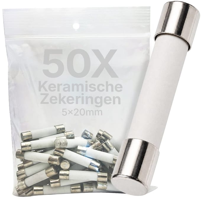 VLTG Keramische Zekering - 5x20mm - 8A - Traag (T) - 250V AC - 50 stuks