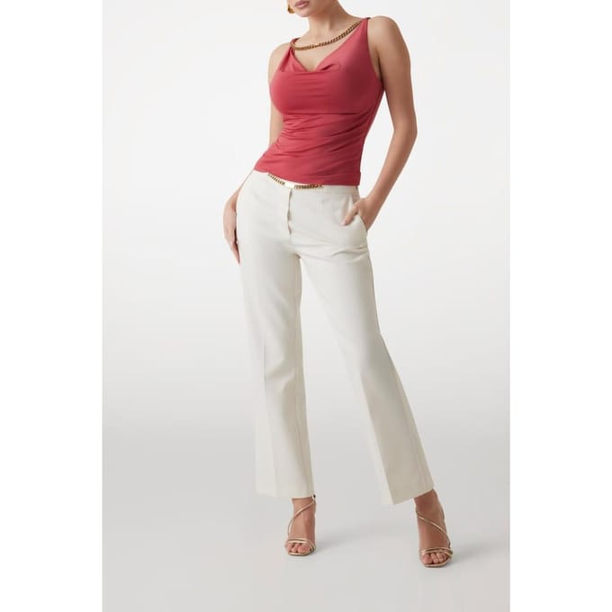 GUESS Alva Chain Sl Top Flowering Peony Maat: S | Mouwloze Tops Outlet | Dames | Roze