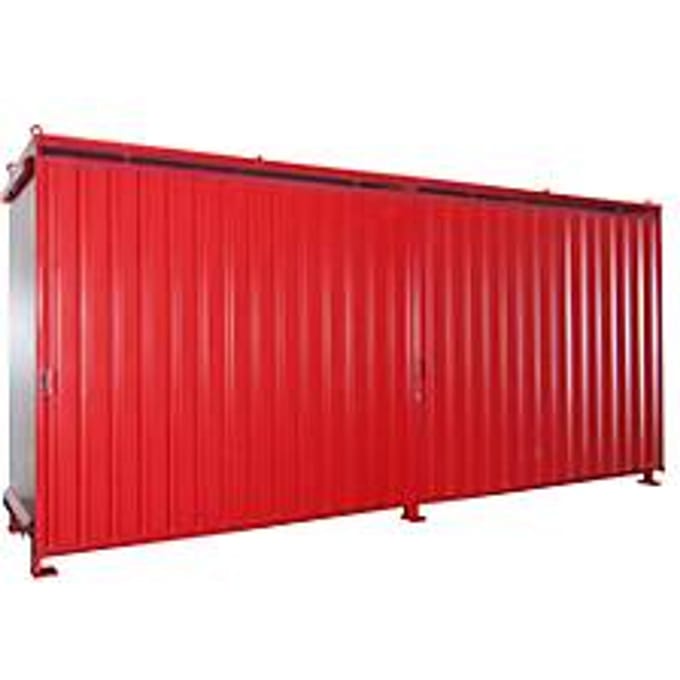 Stellingcontainer BAUER CEN 59-2, staal, schuifdeur, B 6245 x D 1550 x H 2980 mm, rood