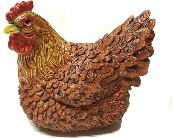 Tuinbeeld Kip - Leuk kip beeld - 23x19x13 cm