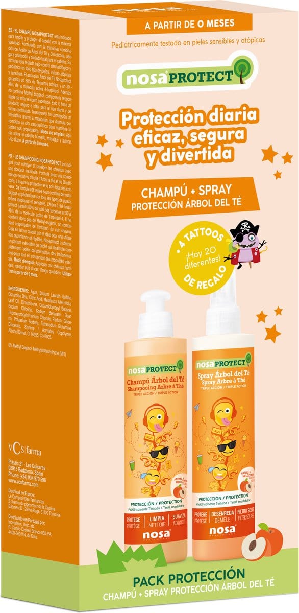 Nosa Protect Duo Box Tea Tree Shampoo & Spray 250ml met perzikgeur
