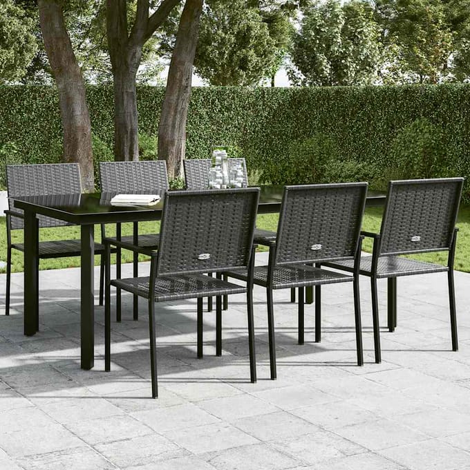 vidaXL - Tuintafel - 200x100x74 - cm - staal - en - glas - zwart