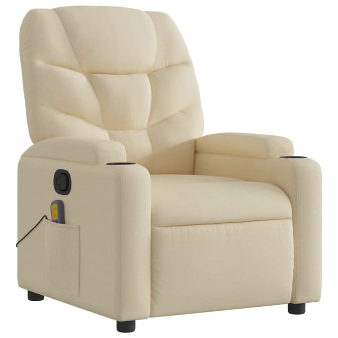 vidaXL - Massagestoel - met - crèmekleurige - stof