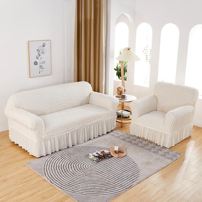 Sofaovertrek algemeen sleutelklaar universeel elastisch sofakussen sofaovertrek om de vier seizoenen algemene hoes handdoek tegen de c 90-140cm white