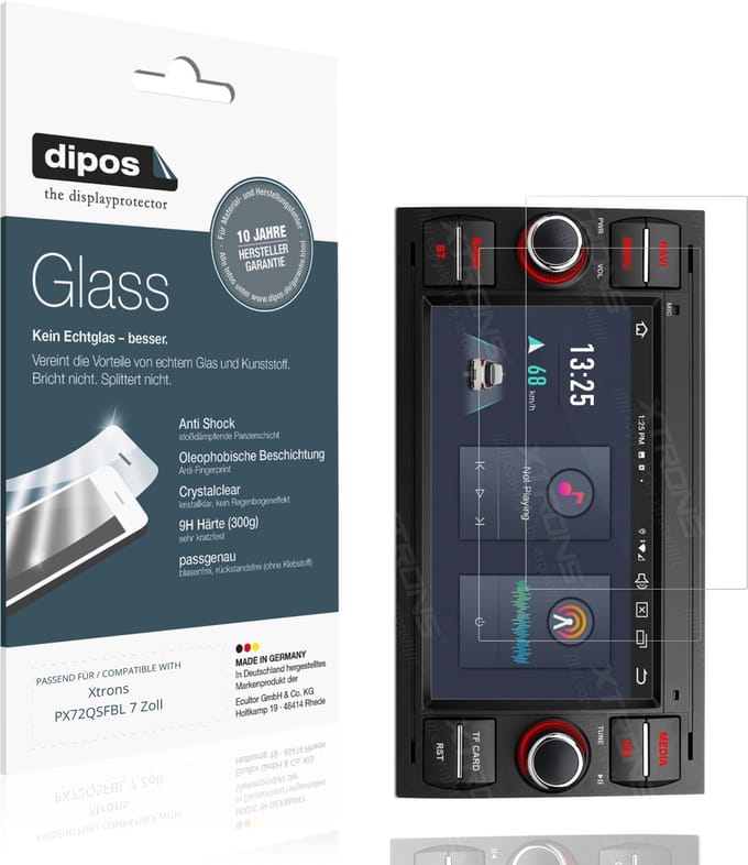dipos – 2x Pantserfolie geschikt voor Xtrons PX72QSFBL 7 Zoll | 9H Screenprotector