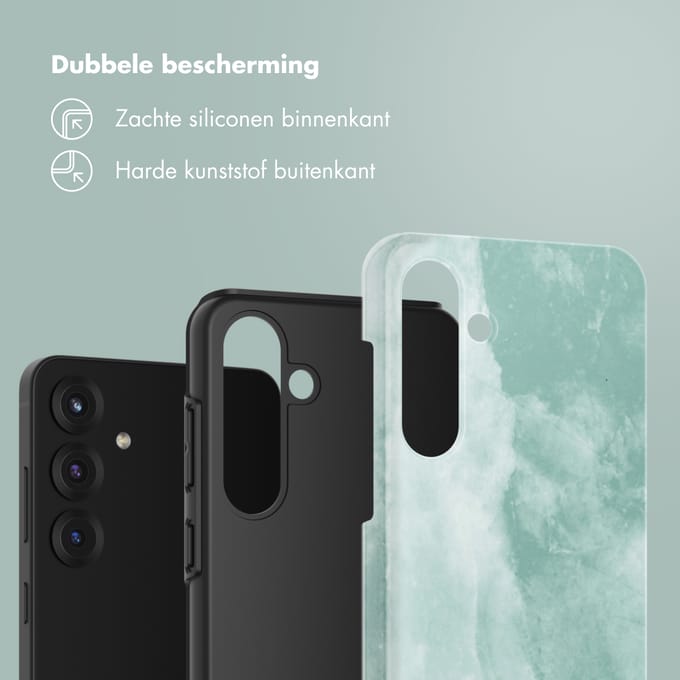 Selencia Hoesje - Geschikt voor Samsung Galaxy S25 Plus - Backcover - Marble Grayed Jade