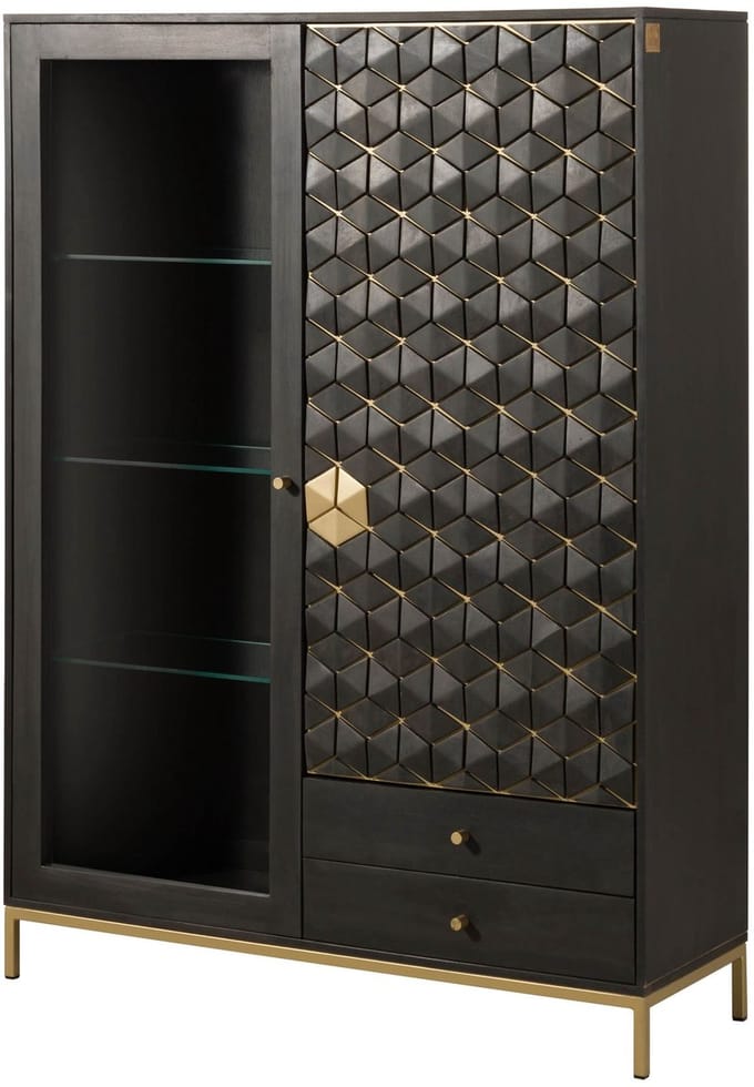 MASSIVMOEBEL24.DE mango highboard grijs massief hout 120x40x165 cm geolied gemonteerd DIAMOND volledig massief #117