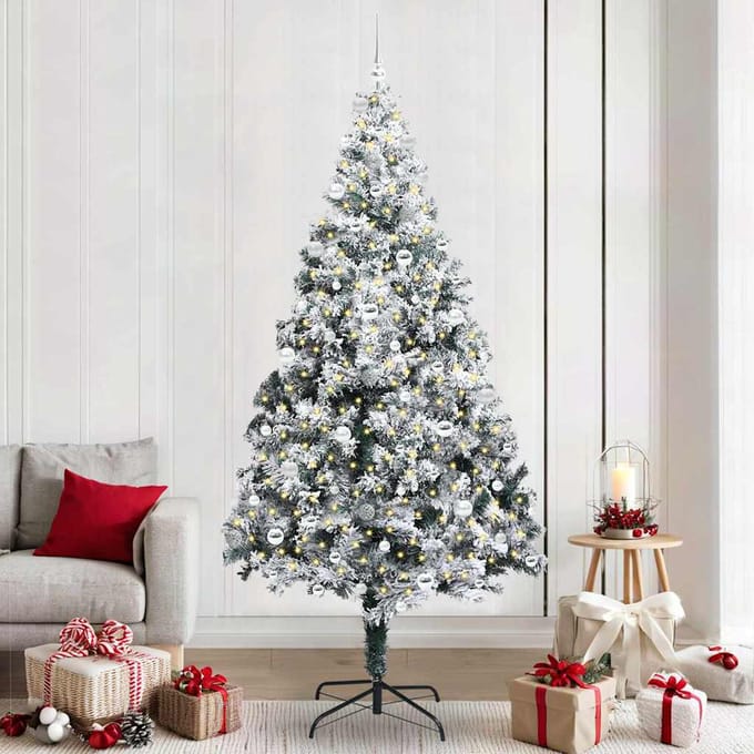 vidaXL - Kunstkerstboom - Wit - 240 - cm - PVC - en - Staal - en - Kunststof