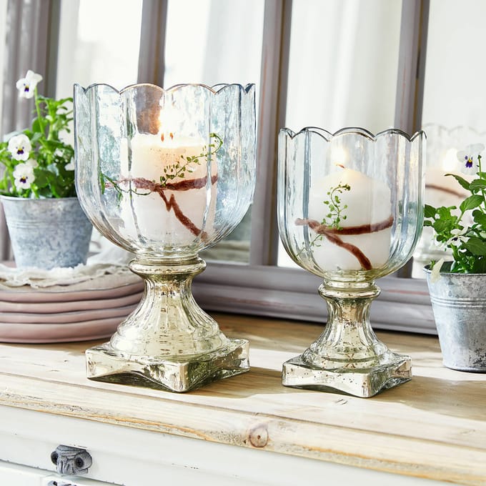 LOBERON Windlicht set van 2 Jovique helder/zilverkleurig