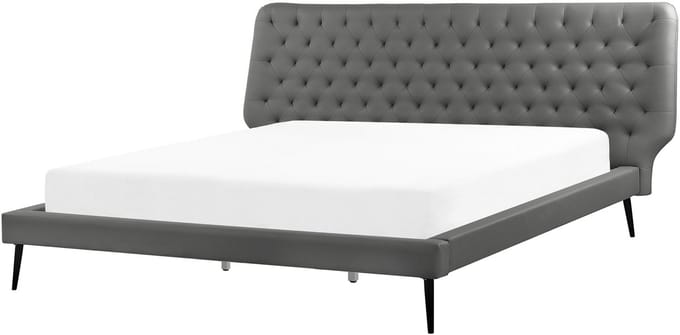 ESSONNE - Tweepersoonsbed - Grijs - 160 x 200 cm - Kunstleer