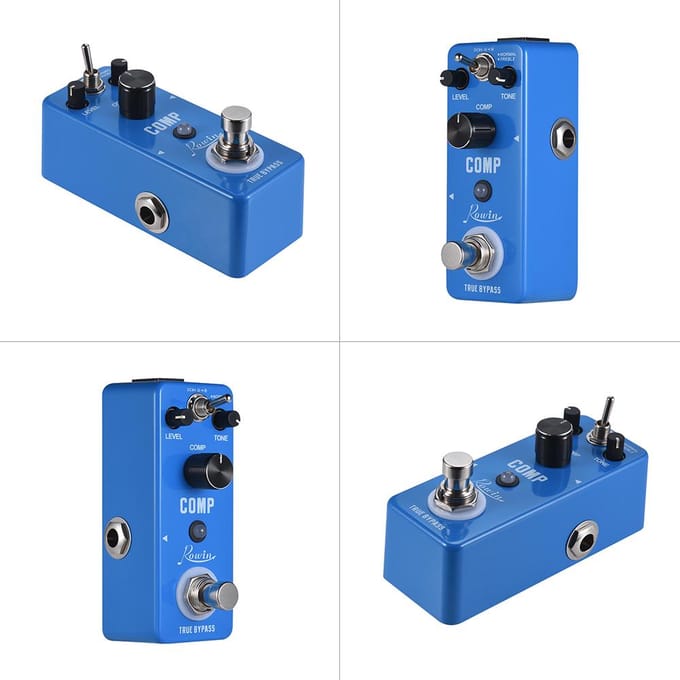 Rowin COMP compresseur compresser pédale d'effet de guitare coque en alliage d'aluminium véritable contournement blue