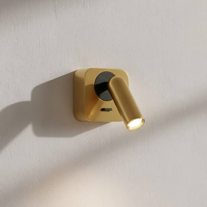 Ideal Lux LED wandspot Bean, messingkleurig, breedte 7 cm