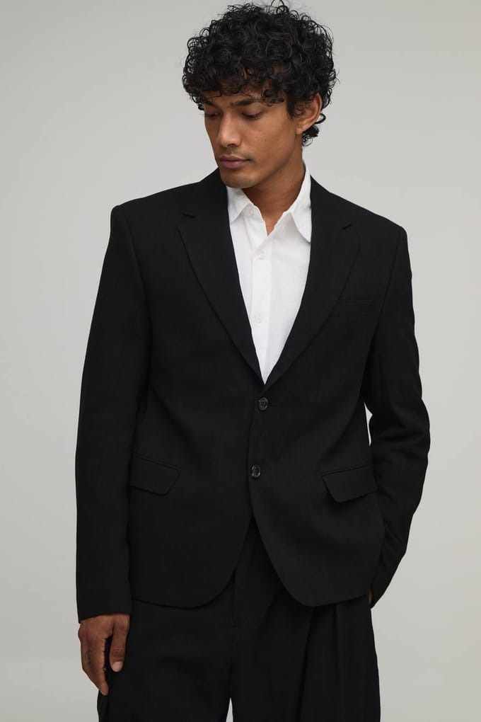 Linnen-look Blazer Met Relaxed Fit | Black | Size 38