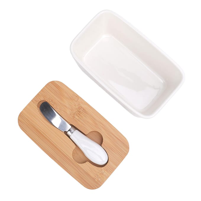 500ml Keramische Boterschaal met Deksel Luchtdicht Vershoudend Gemakkelijk Schoonmaken Botervak Container white