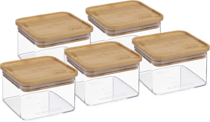 5Five - Keuken voorraadpot - Berlino - 5x - kunststof/bamboe - 500 ml