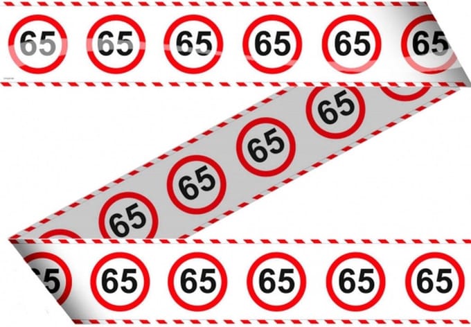 Markeerlint/afzetlint 65 jaar versiering met stop bord 15 meter - Feestartikelen