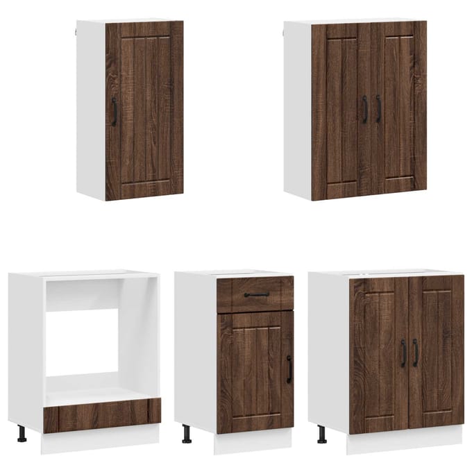 vidaXL - Keukenblok - LUCCA - 5 - st - Bruin - eiken - Bewerkt - hout