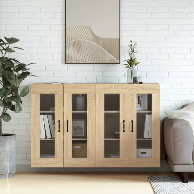 vidaXL - Hangkasten - 2 - st - bewerkt - hout - sonoma - eikenkleurig