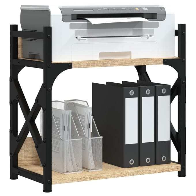 vidaXL - Printerstandaard - 2-laags - 40x20x40 - cm - bewerkt - hout - sonoma - eiken