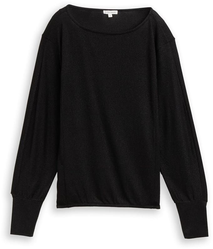 Tom Tailor - Loose fit shirt met lange mouwen en glitter-effect - Maat S - deep black