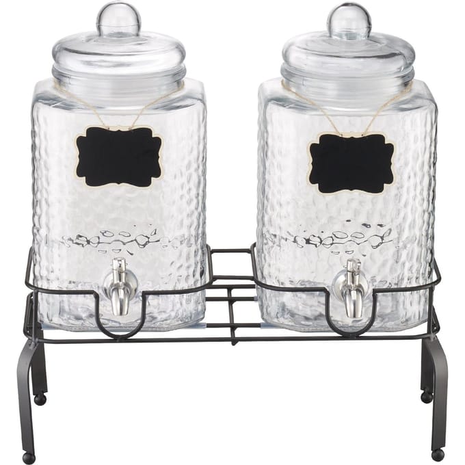 Drankdispenser 5,5L Drankdispenser voor Feesten Glas met Standaard 2 STuks