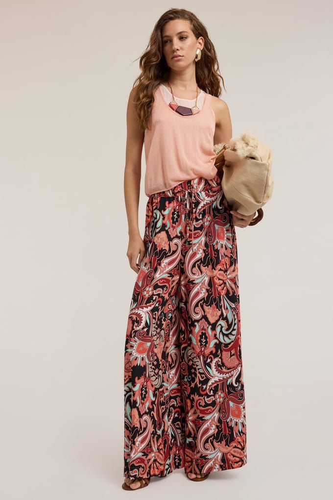Motivi Flowing Palazzo Pants With Ethnic Pattern Red Taglia: S | Pantaloni da completo Outlet | Donna | Rosso