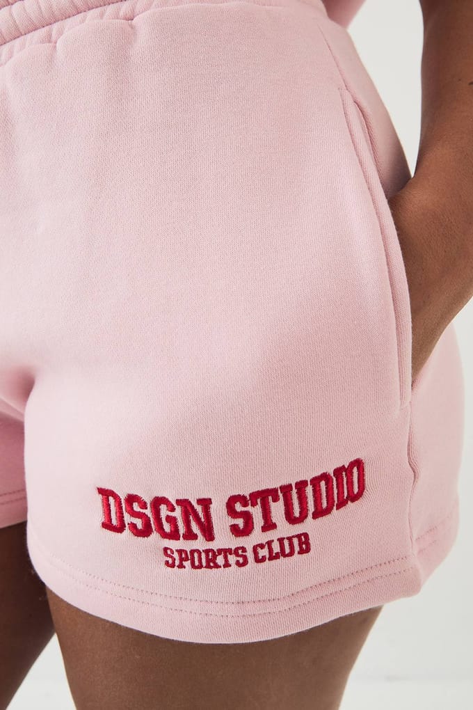 Dames Dsgn Studio Applique Sweat Short | Roze | Maat: 3XL