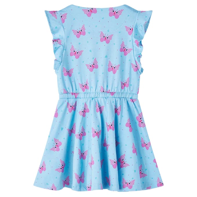 vidaXL - Kinderjurk - met - knopen - zonder - mouwen - 116 - blauw