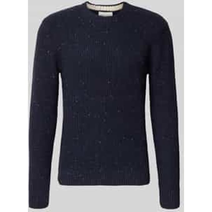 Tom Tailor - Gebreide trui met structuurmix - Maat M - navy melange multi neps