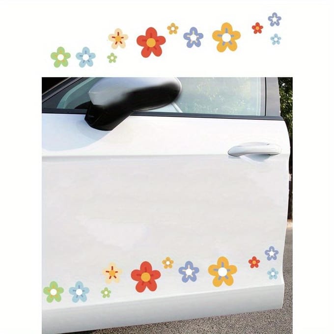 1 vel Autosticker met bloemenprint one-size veelkleurig