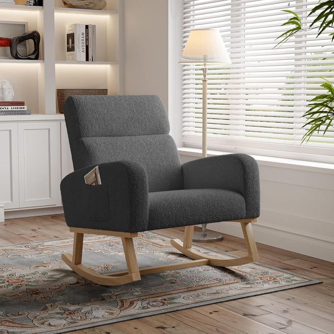 Schommelstoel - Lounge fauteuil - Ontspannen Zitten - Ergonomisch ontwerp - 96 x 70 x 75 cm - Wit